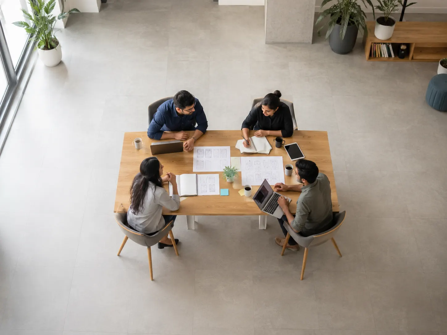 Thinkinno team collaborating around a meeting table