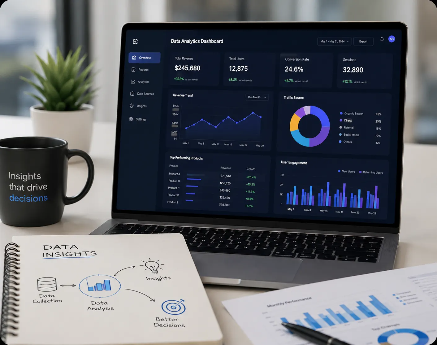 Data analytics and AI insights dashboard