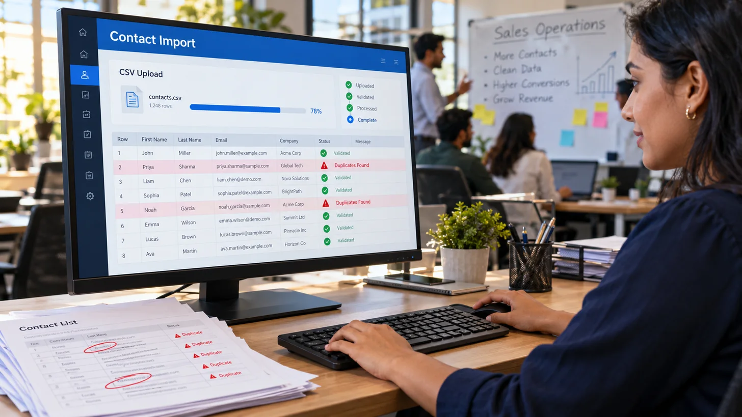 VTiger CRM contact import and duplicate detection workflow